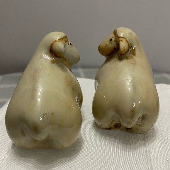 Whimsical Small Pottery Sheep Figurines Ewe Lamb Farmhouse Farm Animal Barnyard - Picture 5 of 8